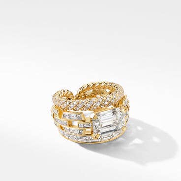 Stax Emerald Cut Ring in Yellow Gold with Diamonds