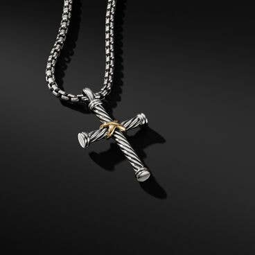 Cable Cross Pendant with 18K Yellow Gold