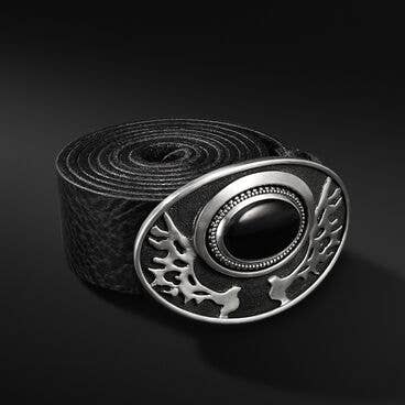 Exotic Stone Angel Wing Belt Buckle with Black Onyx