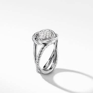 Infinity Ring in Sterling Silver with Pavé Diamonds