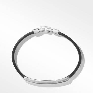 Streamline® ID Black Leather Bracelet with Pavé Black Diamonds