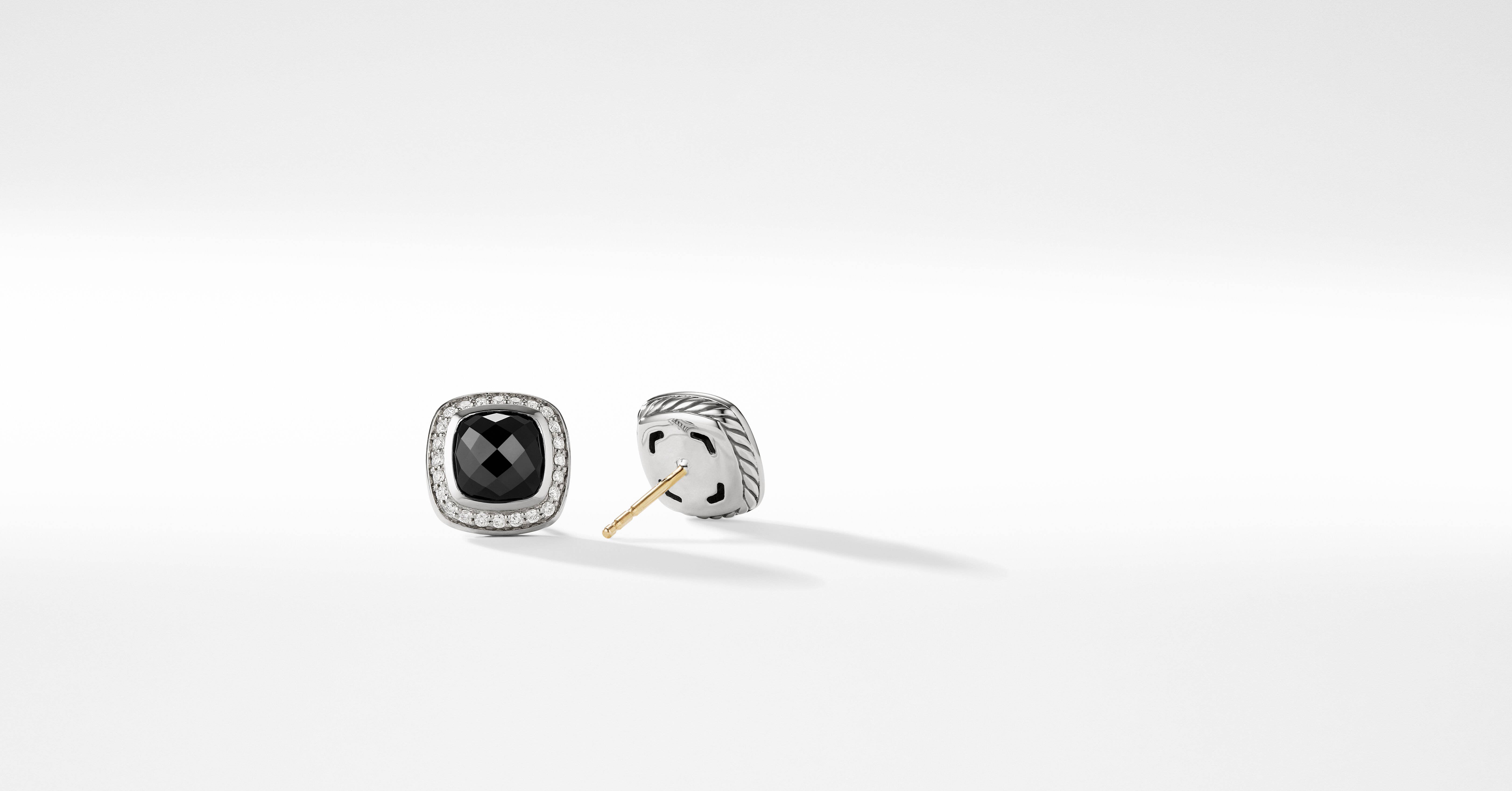 Albion® Stud Earrings in Sterling Silver with Black Onyx and Pavé