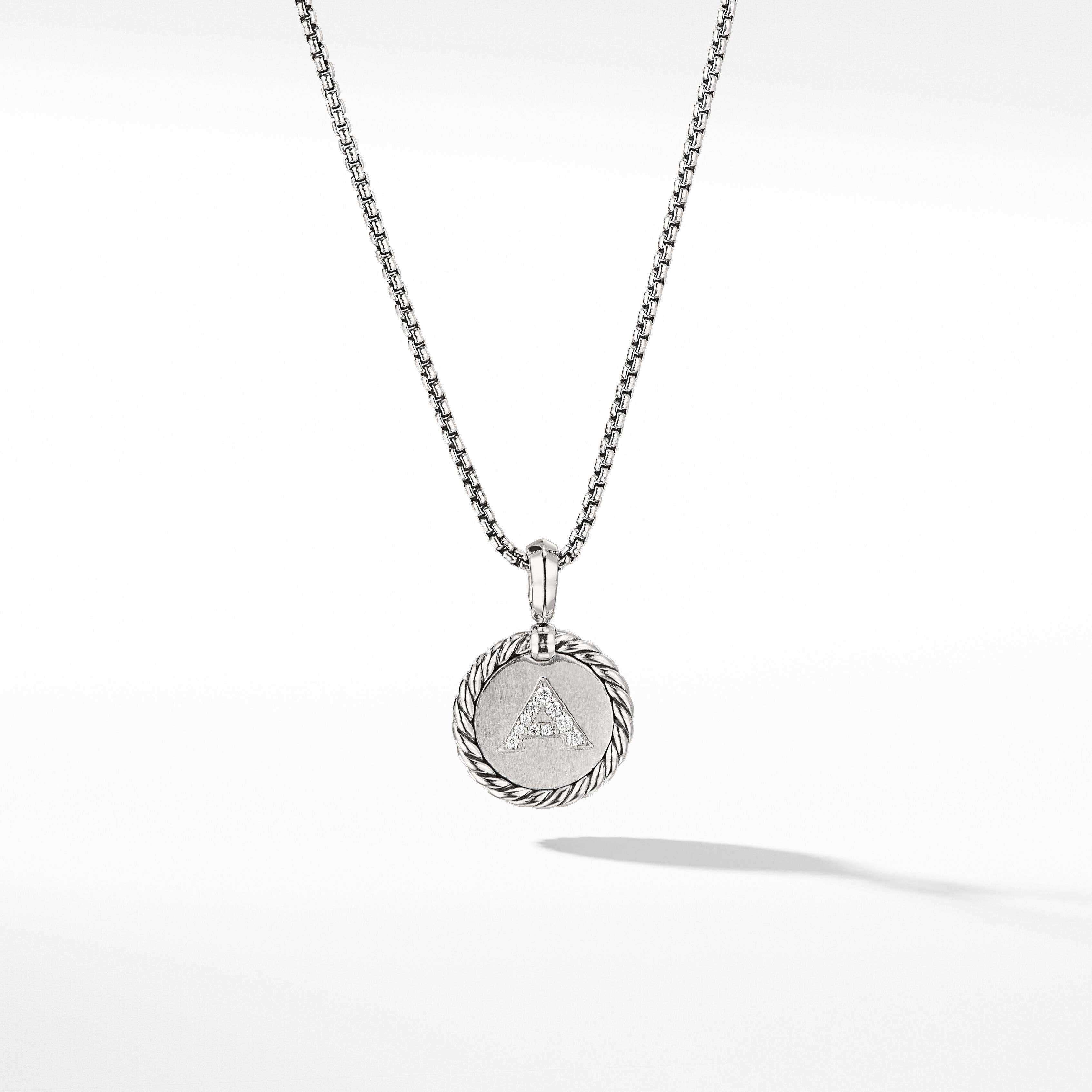 A Initial Charm in Sterling Silver with Pavé Diamonds