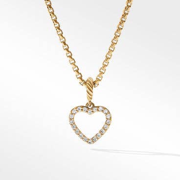 Heart Amulet in 18K Yellow Gold with Pavé Diamonds