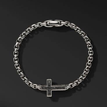 Pavé Cross Bracelet with Black Diamonds