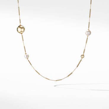 Solari Station Chain Necklace in 18K Yellow Gold with Pearls