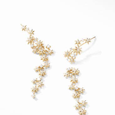 Starburst Cluster Drop Earrings in 18K Yellow Gold with Diamonds