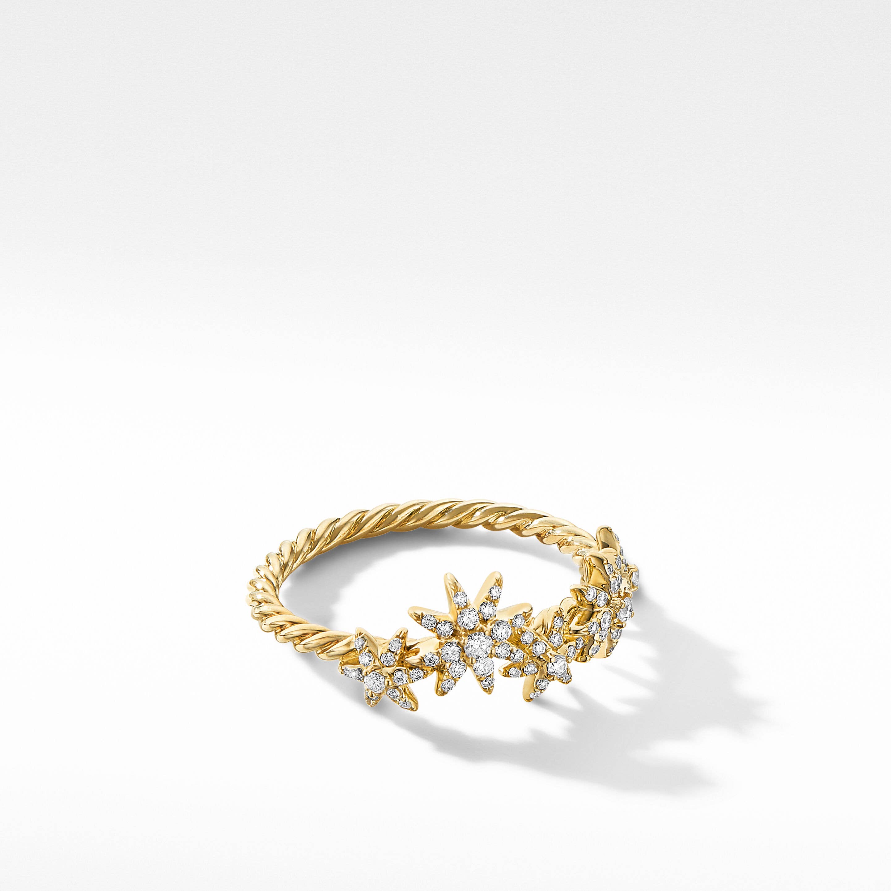 Starburst Cluster Band Ring in 18K Yellow Gold with Full Pavé Diamonds