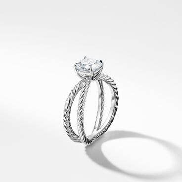 DY Crossover® Petite Engagement Ring in Platinum, Cushion