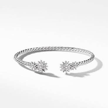 Starburst Cable Bracelet in Sterling Silver with Pavé Diamonds