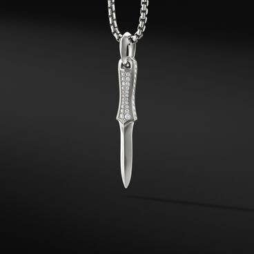 Dagger Amulet in 18K White Gold with Pavé Diamonds