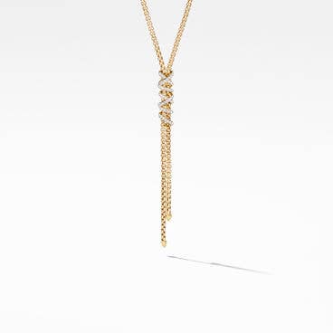 Helena Y Necklace in 18K Yellow Gold with Pavé Diamonds