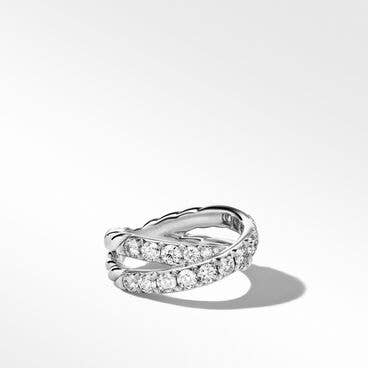 DY Crossover Band Ring in Platinum with Diamonds, 8.2mm