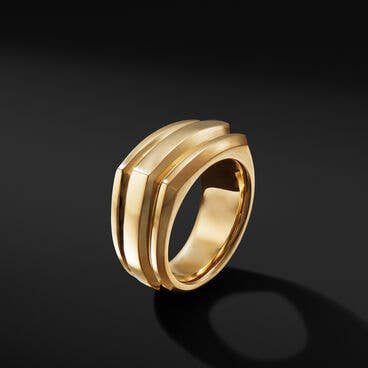 Deco Cigar Band Ring in 18K Yellow Gold