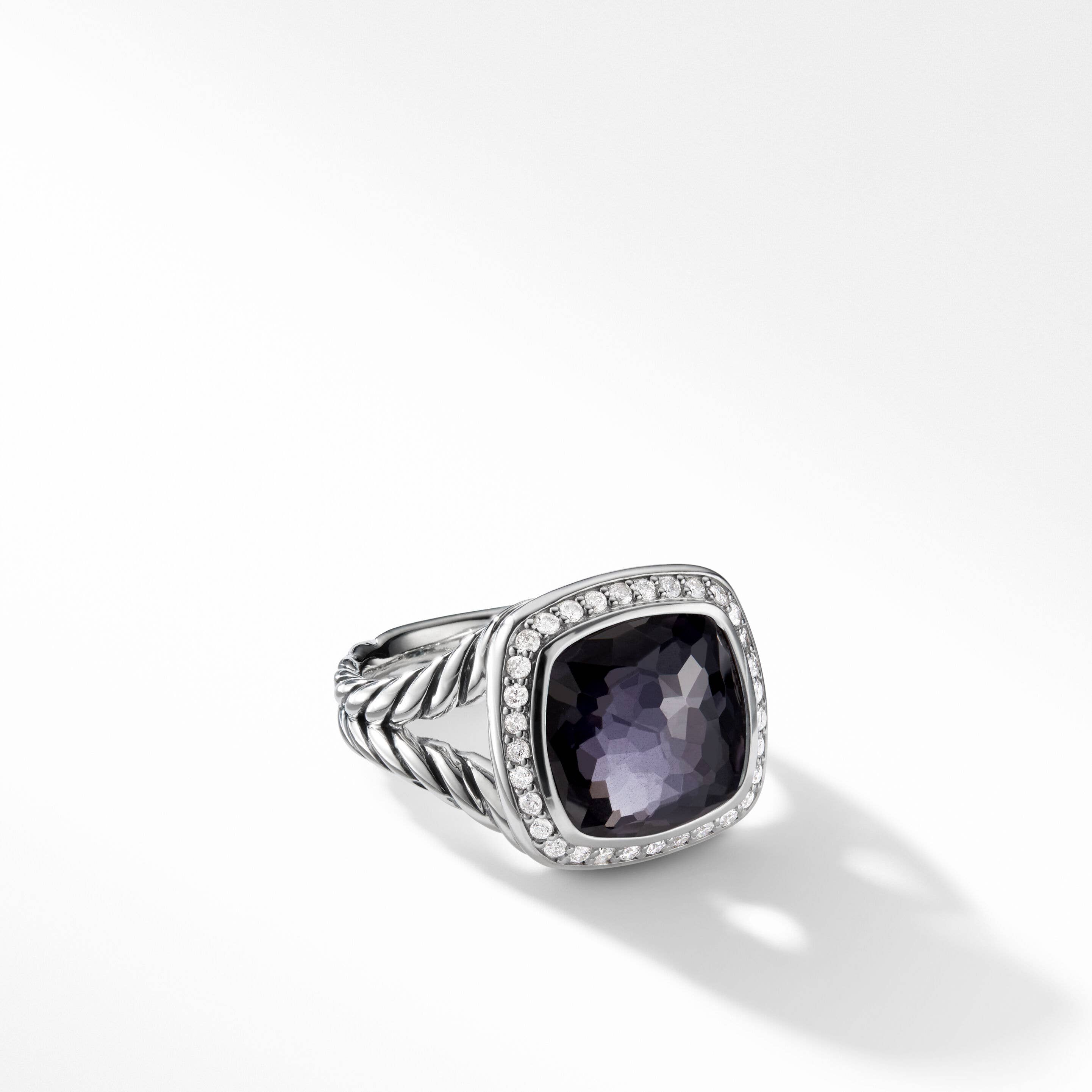 Albion® Ring in Sterling Silver with Black Orchid and Pavé Diamonds
