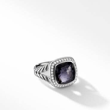 Albion® Ring in Sterling Silver with Black Orchid and Pavé Diamonds