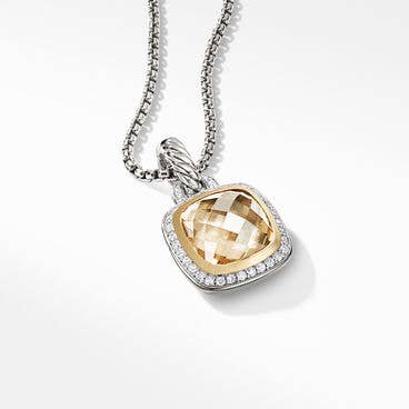 Albion® Pendant in Sterling Silver with Champagne Citrine, Pavé Diamonds and 18K Yellow Gold