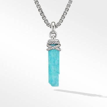 Wrapped Crystal Amulet with Sterling Silver and Diamonds, 46mm