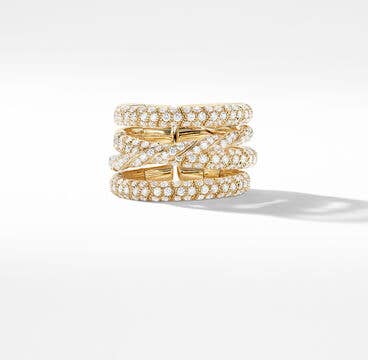 Pavéflex Four Row Ring in 18K Yellow Gold with Diamonds