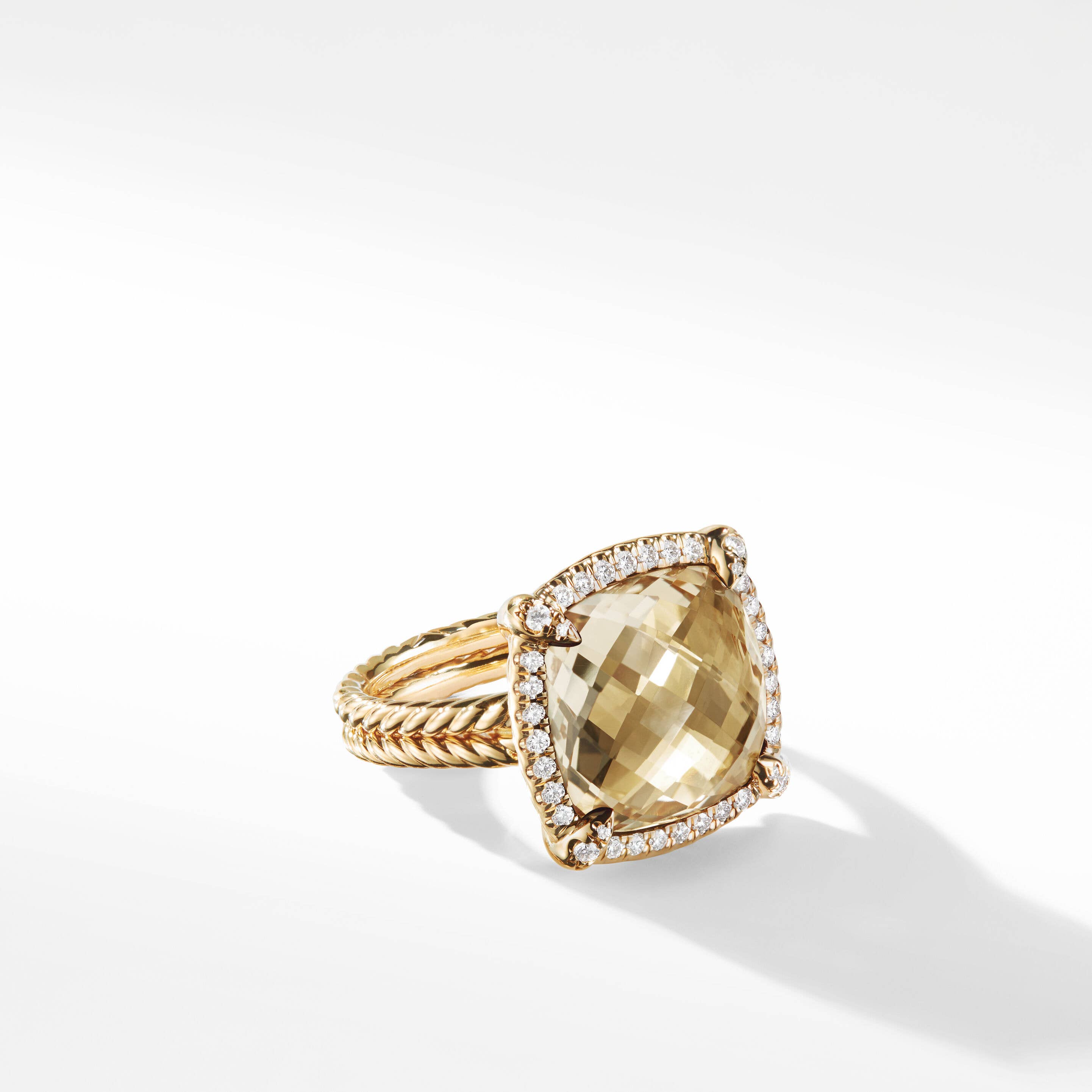 Chatelaine® Pavé Bezel Ring in 18K Yellow Gold with Champagne Citrine and Diamonds