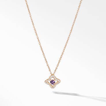 Venetian Quatrefoil® Necklace in 18K Yellow Gold with Amethyst and Pavé Diamonds