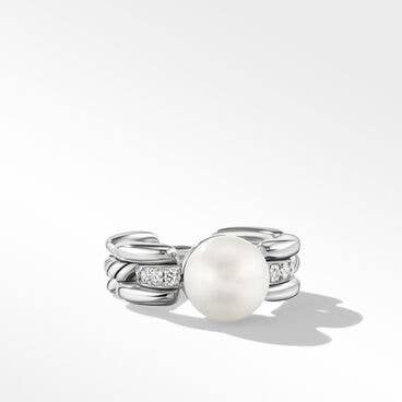 DY Madison Pearl Ring in Sterling Silver with Diamonds, 7.5mm