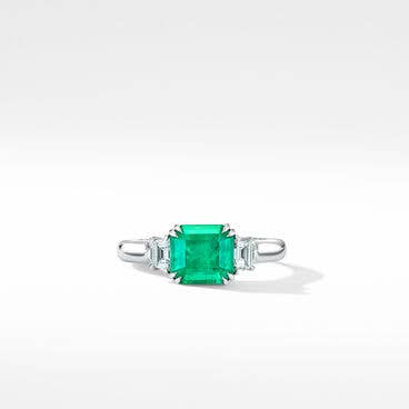 DY Three Stone Engagement Ring in Platinum with Emerald, Emerald