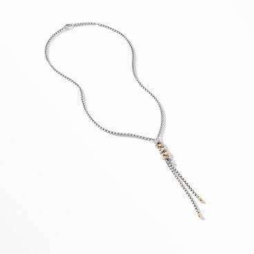 Helena Y Necklace in Sterling Silver with 18K Yellow Gold with Pavé Diamonds