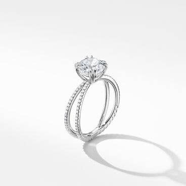 DY Crossover® Micro Pavé Engagement Ring in Platinum, Cushion