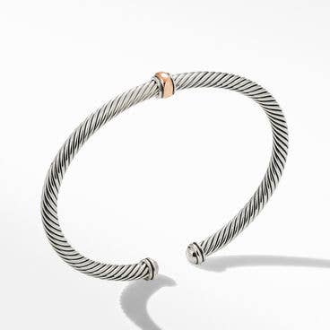 Cable Classics Center Station Bracelet in Sterling Silver with 18K Rose Gold