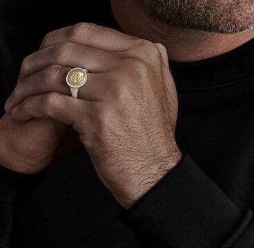 Petrvs® Lion Pinky Ring with 18K Yellow Gold