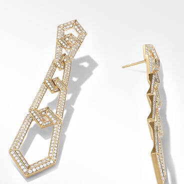 Carlyle Linked Drop Earrings in 18K Yellow Gold with Full Pavé Diamonds
