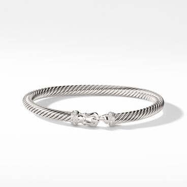 Buckle Bracelet in Sterling Silver with Diamonds, 5mm