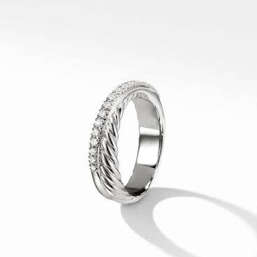Crossover Band Ring in Sterling Silver with Diamonds, 5.3mm