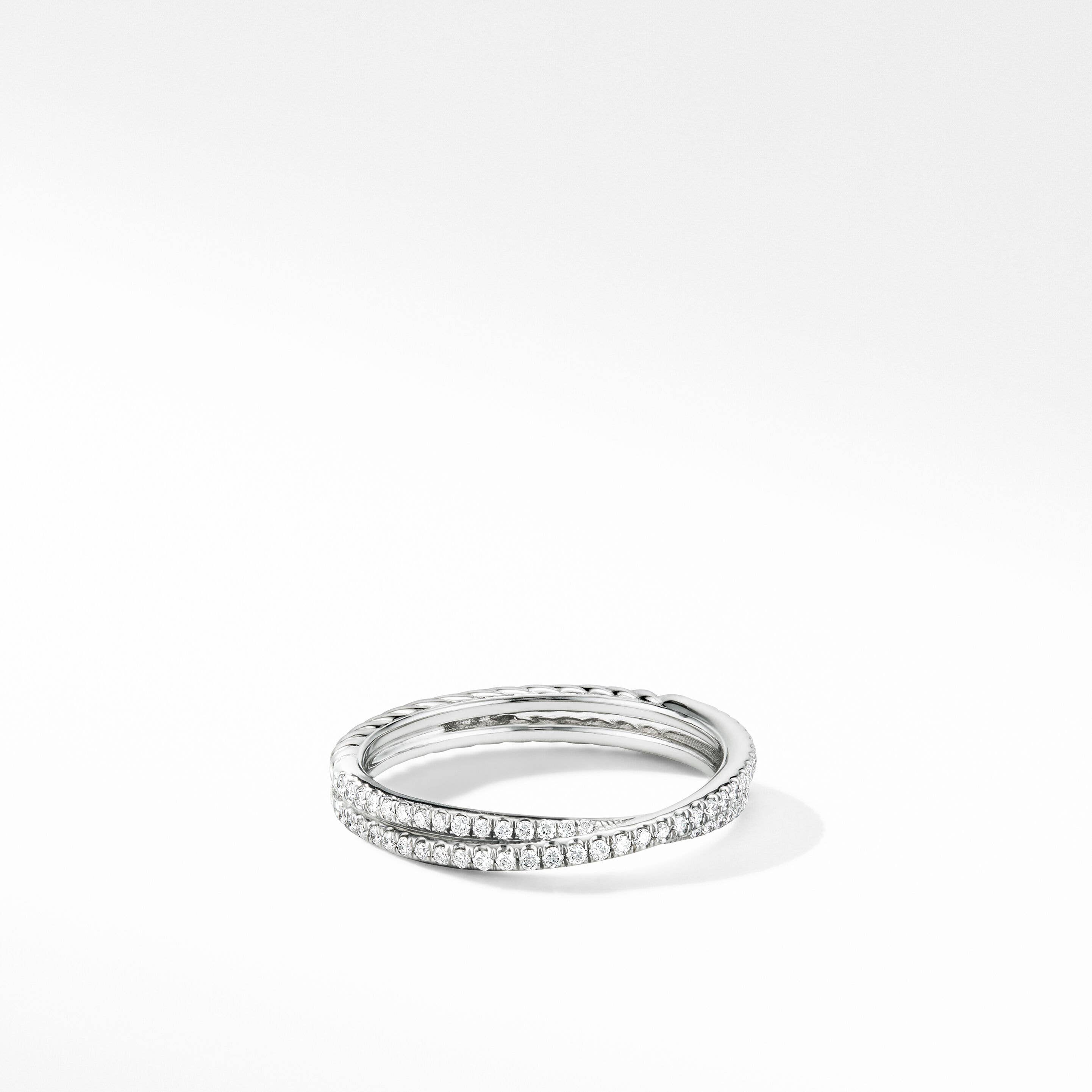 DY Crossover Micro Pavé Band Ring in Platinum, 3.14mm