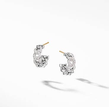 Belmont® Curb Link Hoop Earrings with Pavé Diamonds