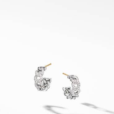 Belmont® Curb Link Hoop Earrings with Pavé Diamonds