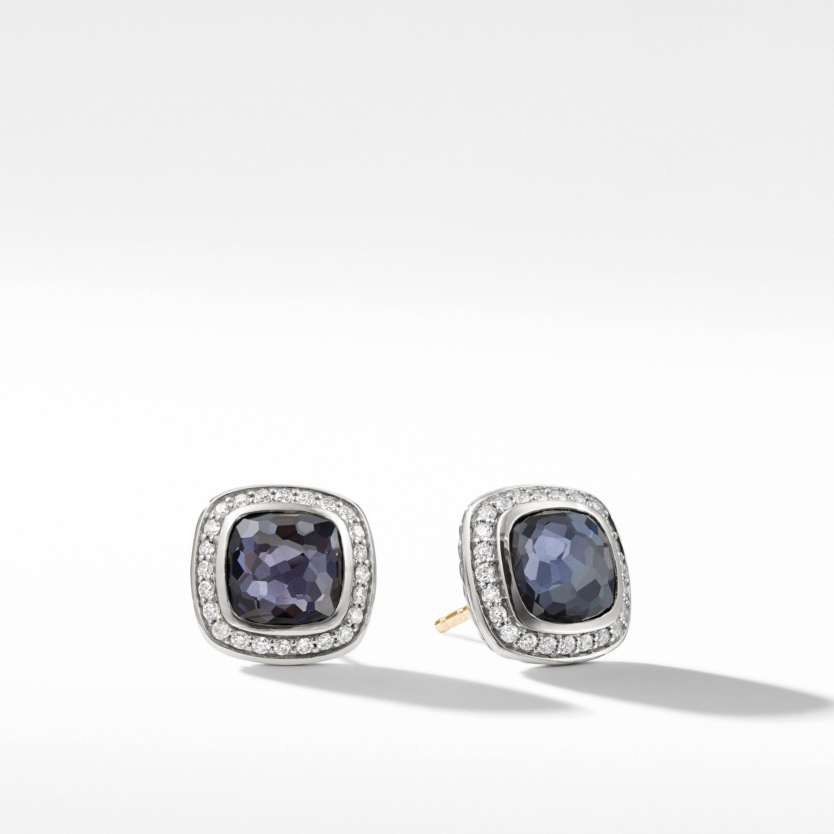 Albion® Stud Earrings with Black Orchid and Pavé Diamonds