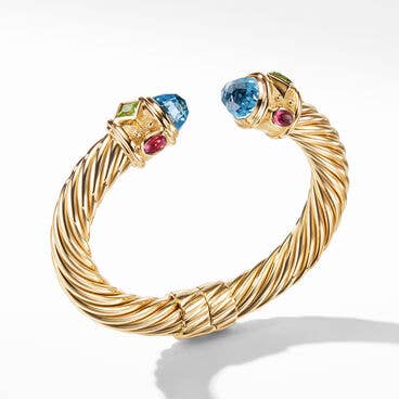 Renaissance Bracelet in 18K Yellow Gold with Blue Topaz, Peridot and Pink Tourmaline