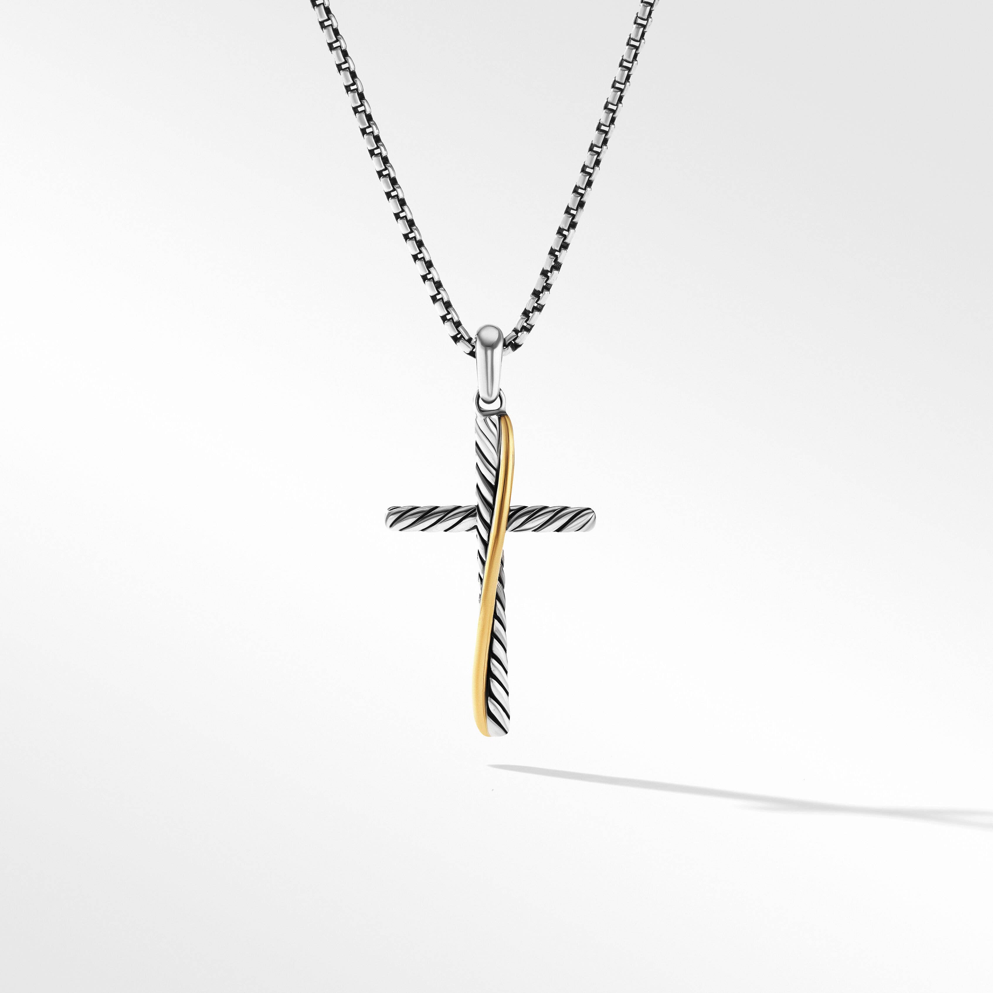 Crossover Cross Pendant in Sterling Silver with 18K Yellow Gold
