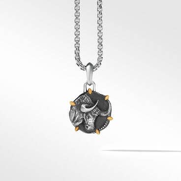 Taurus Amulet in Sterling Silver with 18K Yellow Gold