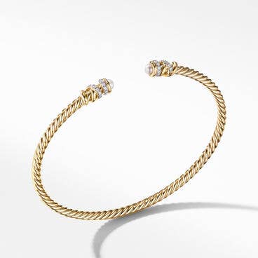 Petite Helena Bracelet in 18K Yellow Gold with Pearls and Pavé Diamonds