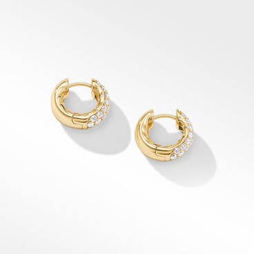 DY Mercer™ Micro Hoop Earrings in 18K Yellow Gold with Pavé Diamonds