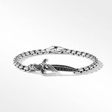 Waves Dagger Bracelet in Sterling Silver with Pavé Black Diamonds