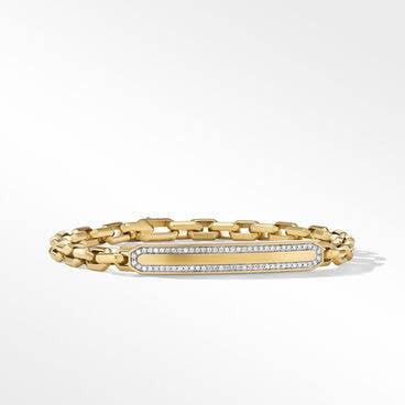 Streamline® ID Bracelet in 18K Yellow Gold with Pavé Diamonds