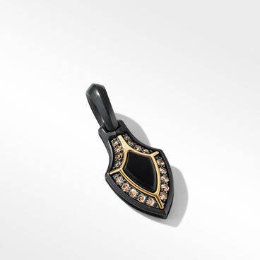 Armory® Gothic Amulet in Black Titanium with 18K Yellow Gold, Black Onyx and Pavé Cognac Diamonds