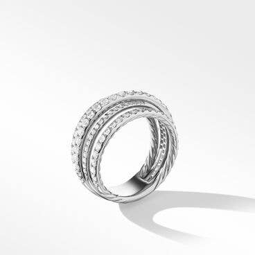 Pavé Crossover Ring in 18K White Gold with Diamonds
