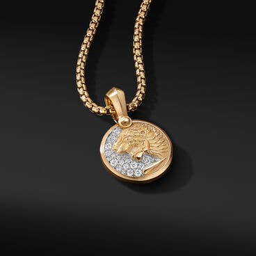 Petrvs® Lion Amulet in 18K Yellow Gold with Pavé Diamonds