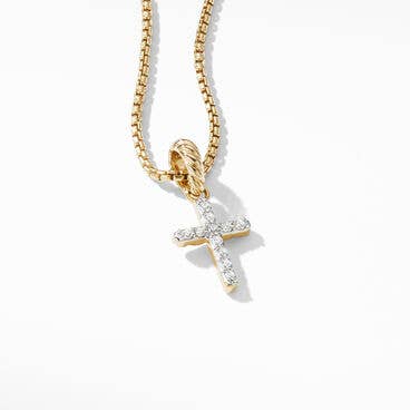 Cable Collectibles® Cross Amulet in 18K Yellow Gold with Pavé Diamonds