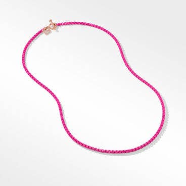 DY Bael Aire Box Chain Necklace in Hot Pink with 14K Rose Gold Accent